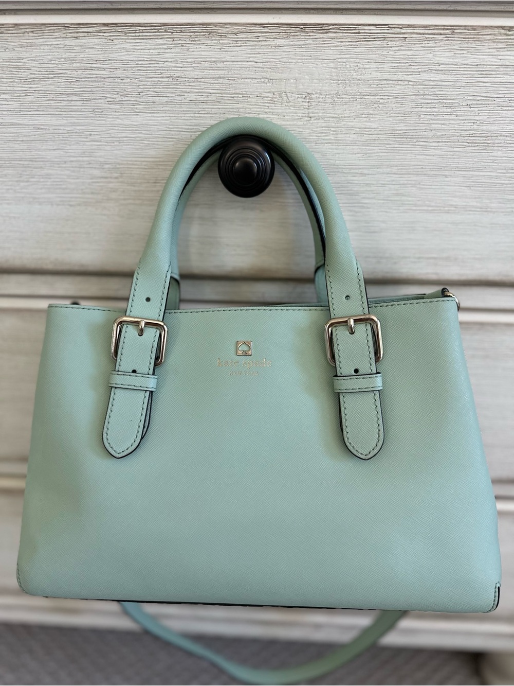kate spade mint green leather satchel